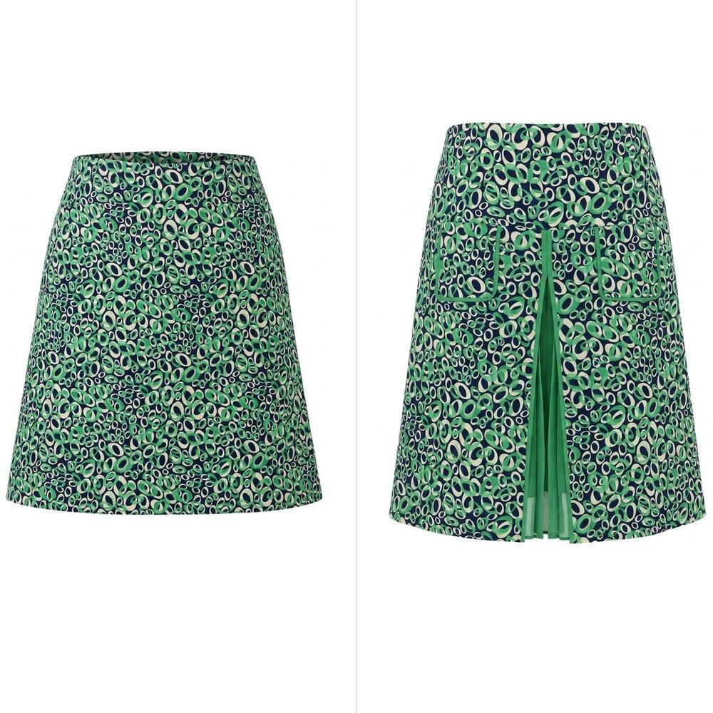 Diane von Furstenberg Green A-Line Pleated Skirt Women Size 6
